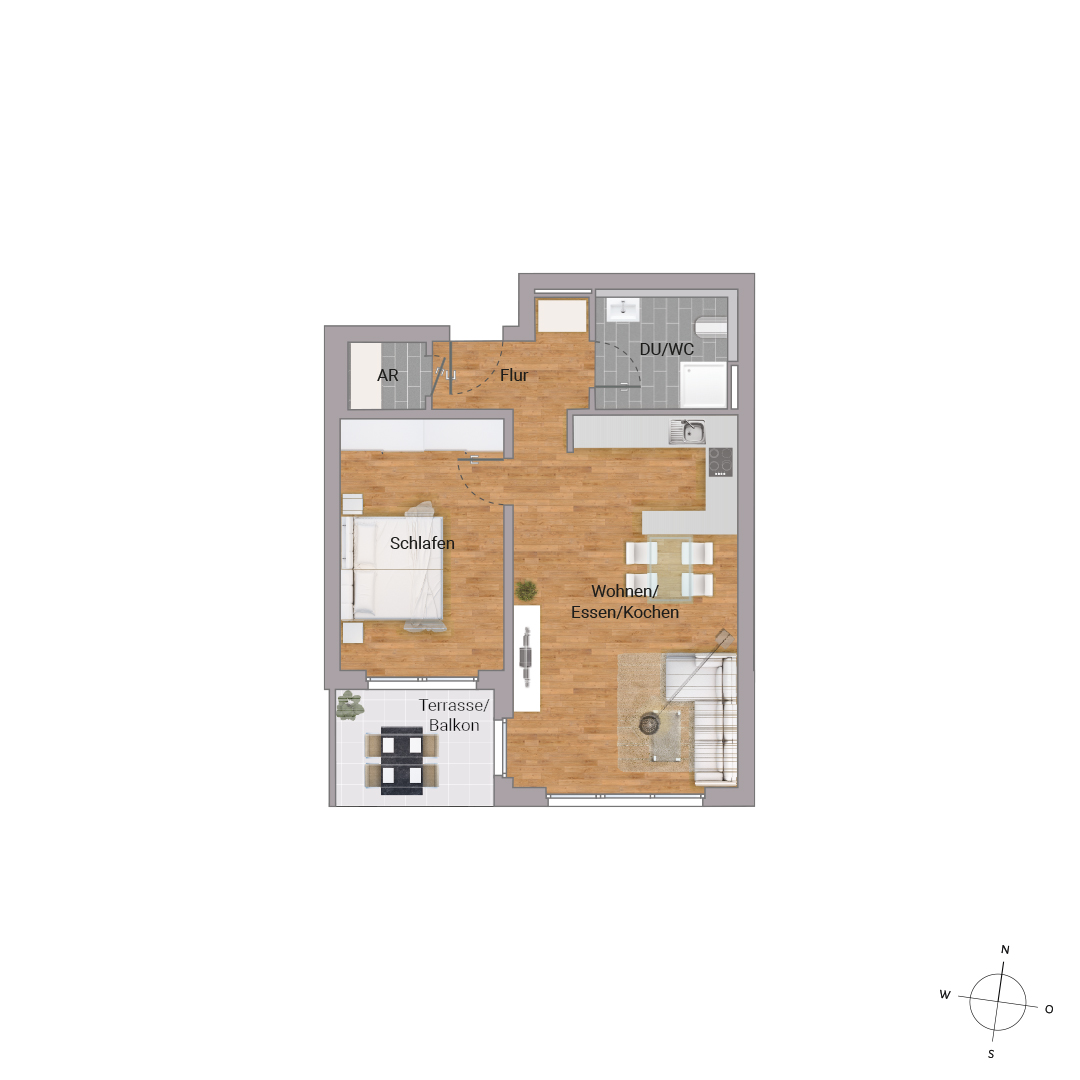 Komfortables Wohnen - 2-Zimmer ETW mit Garten in Rodenbach - KB00013/G2/E1/Eh2