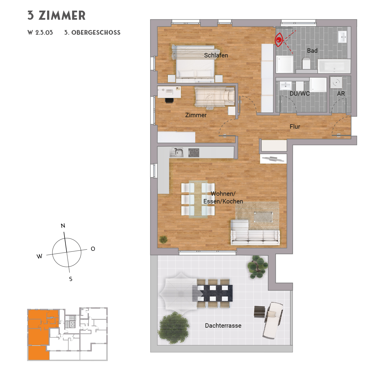 Tolle 3-Zimmer-ETW im Dachgeschoss in Rodenbach - Tribus Rodenbach - KB00023/G2/E4/Eh3